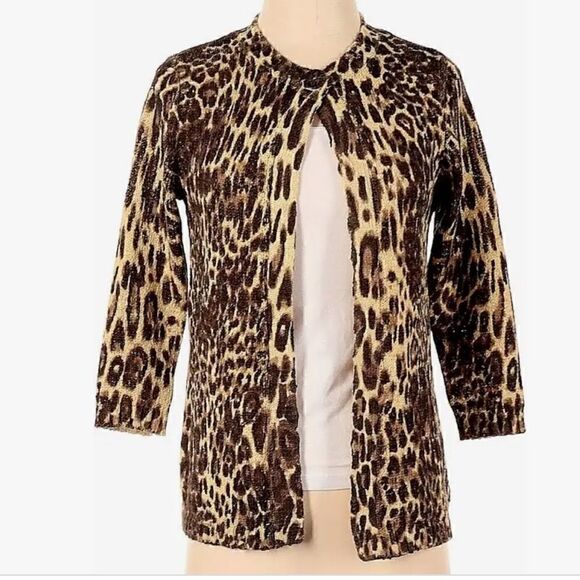 🌟Tweeds sz L cardigan Leopard Print🌟 - Picture 5 of 7